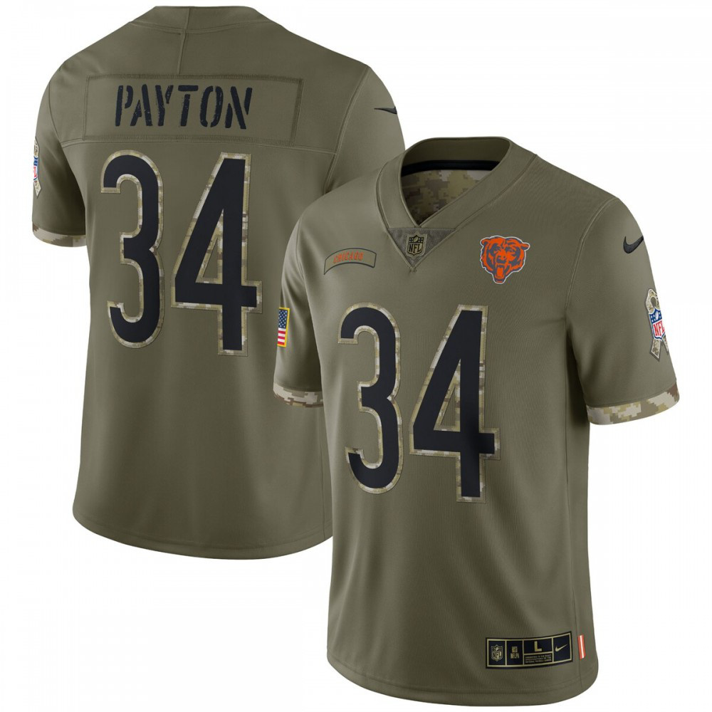 Walter Payton Chicago Bears 2022 Salute To Service Retired Player Limited Jersey - Olive-GridironStore